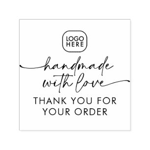 Simple Handmade with Love Modern Business Logo Self-inking Stamp