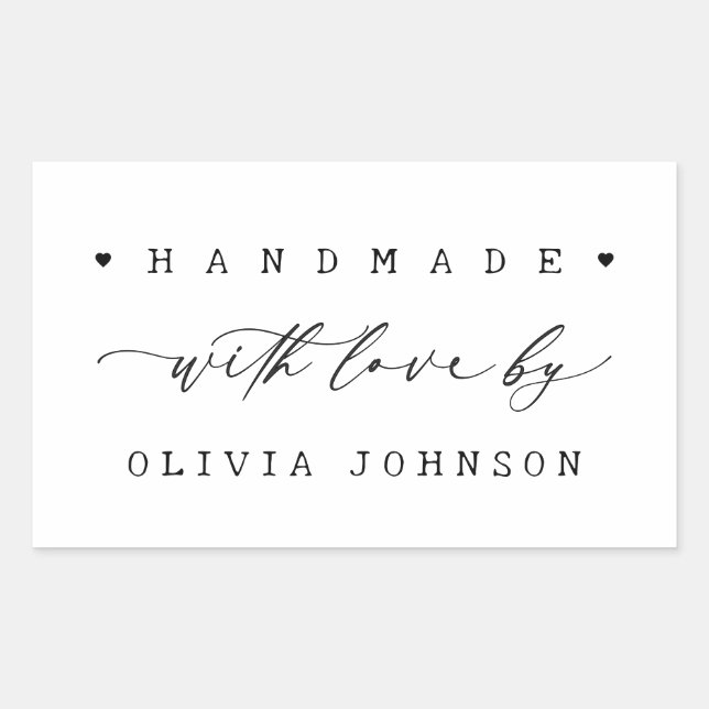 Simple Handmade with Love Script Business  Sticker (Front)