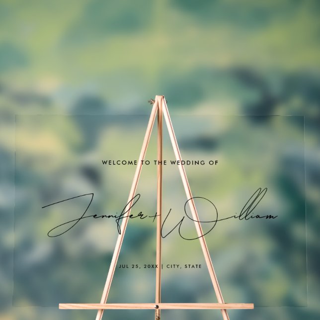 Simple Handwriting Script Wedding Welcome Black Acrylic Sign (Neutral)