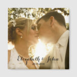 Simple Handwriting Wedding Photo Magnet<br><div class="desc">Easily replace the template sample photo with your own wedding photo to make personalized wedding favour or keepsake</div>