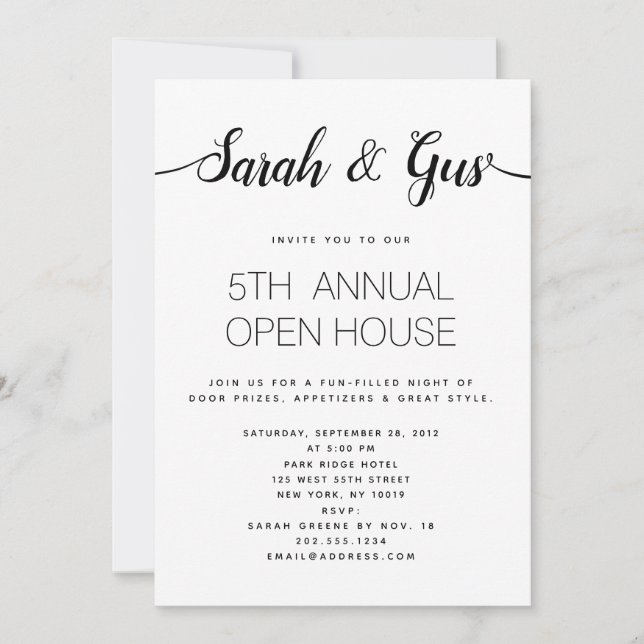 Simple Handwritten Calligraphy Black and White Invitation (Front)