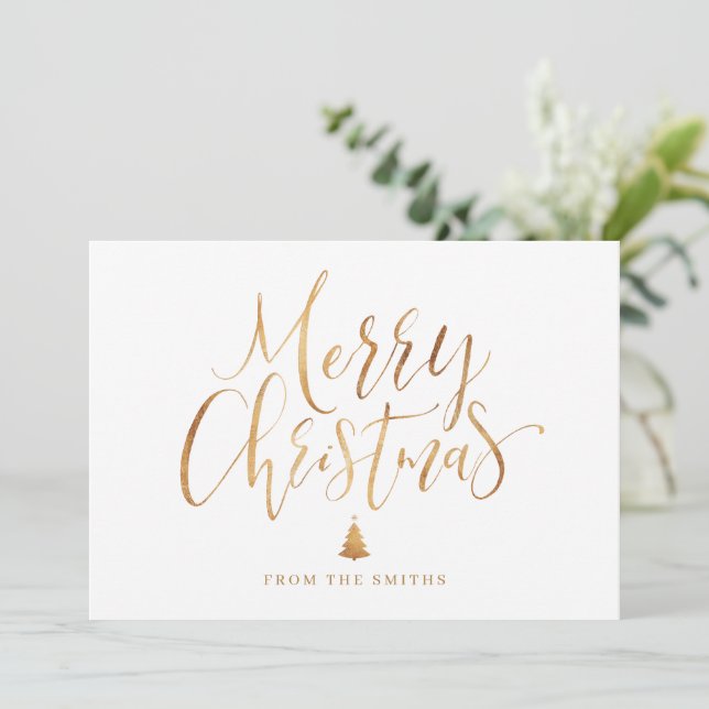 Simple handwritten calligraphy Christmas greeting Holiday Card (Standing Front)