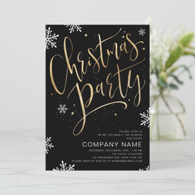 Simple handwritten calligraphy Christmas Party Invitation (Standing Front)