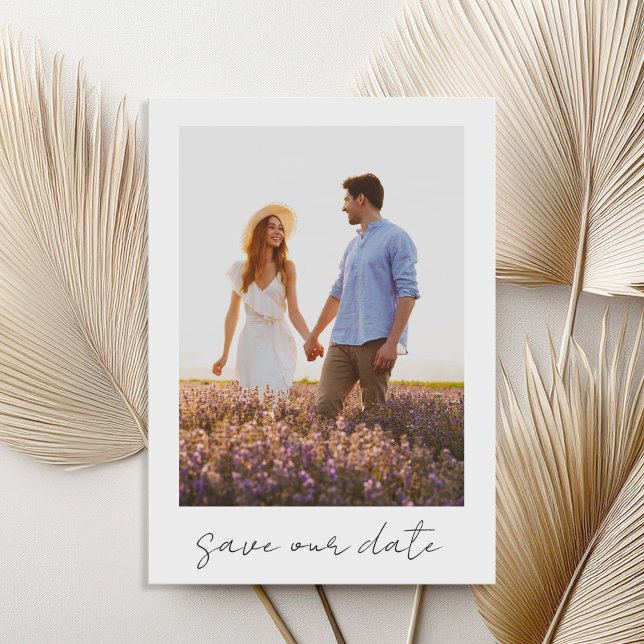 Simple Handwritten Calligraphy Photo Wedding Save The Date (Creator Uploaded)