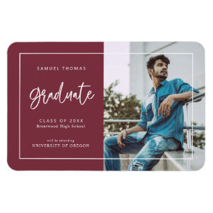 Simple Handwritten Script Graduation Announcement Magnet