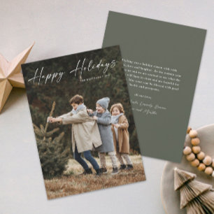 Simple Handwritten Script Photo Happy Holiday Card