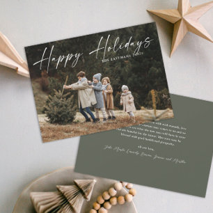 Simple Handwritten Script Photo Happy Holiday Card