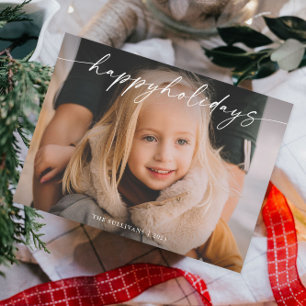 Simple Handwritten Script Photo Holiday Card