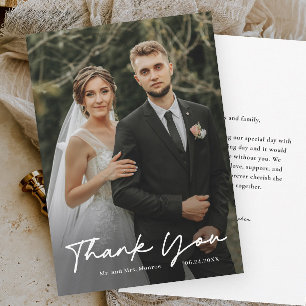 Simple Handwritten Script Photo Wedding Thank You Card