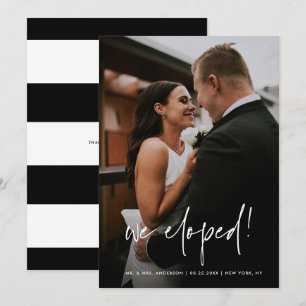 Simple Handwritten Script We Eloped Photo Wedding Announcement