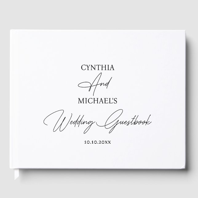 Simple Handwritten Script Wedding Guest Book (Front)