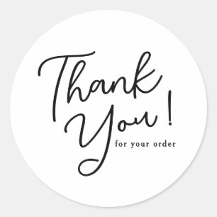 Simple Handwritten Thank You Small Business Classic Round Sticker