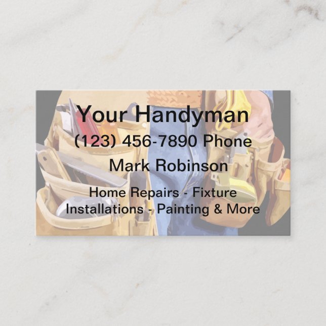 Simple Handyman Theme Business Cards (Front)