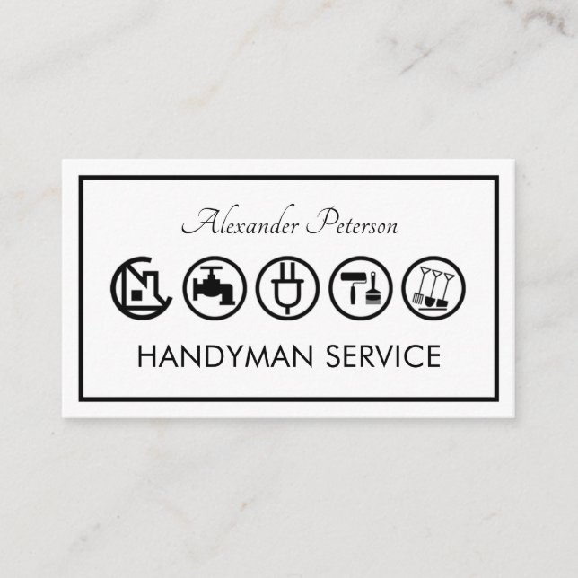Simple Handyman Tools Frame Business Card (Front)