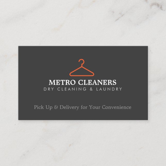 Simple Hanger Logo for Dry Cleaners, Boutique Business Card (Front)