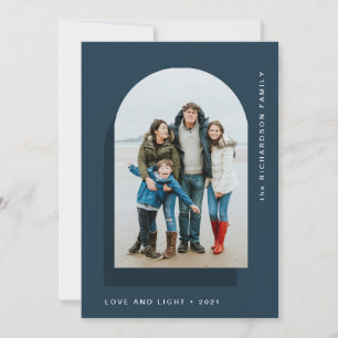 Simple Hanukkah Arch   Modern Two Photo Holiday Card