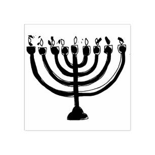 Simple Hanukkah Menorah Candelabra Rubber Stamp