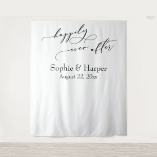 Simple Happily Ever After Photo Backdrop Tapestry