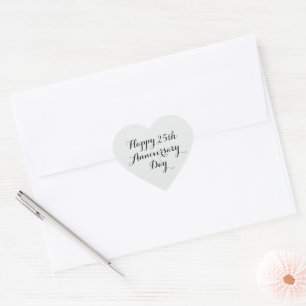 Simple Happy 25th Anniversary Silver Heart Elegant Sticker
