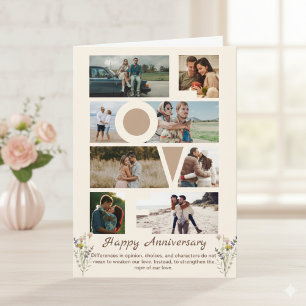 Simple Happy Anniversary Photo Collage Card