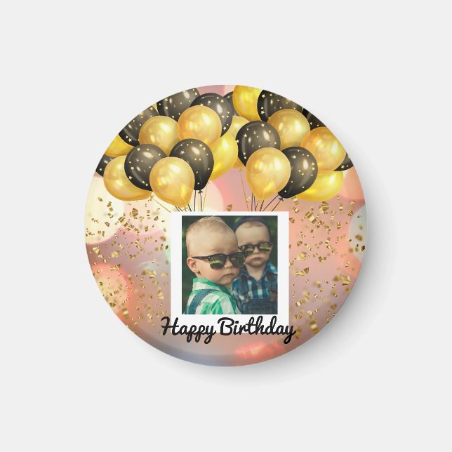 Simple Happy Birthday Add Photo Text Personalized  Magnet (Front)