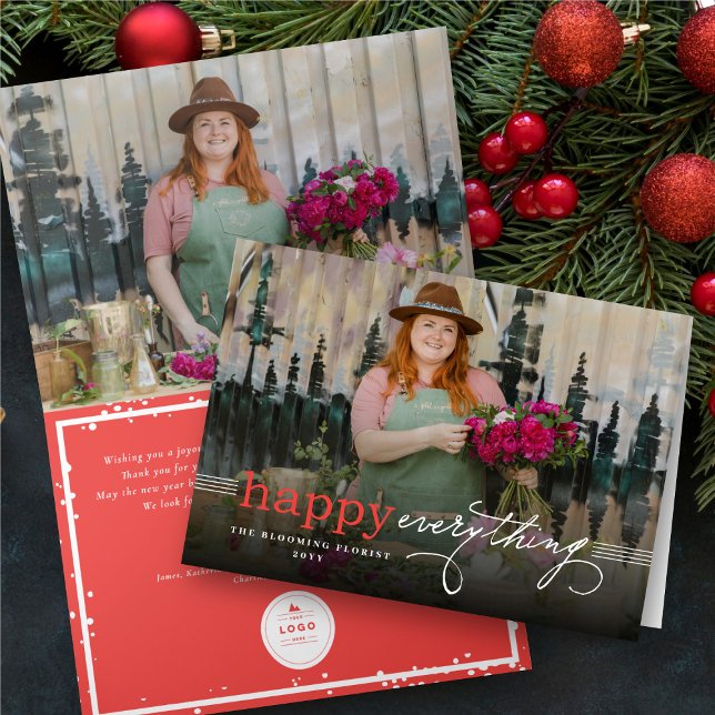 Simple Happy Everything Modern Photo Business Holiday Card (Creator Uploaded)