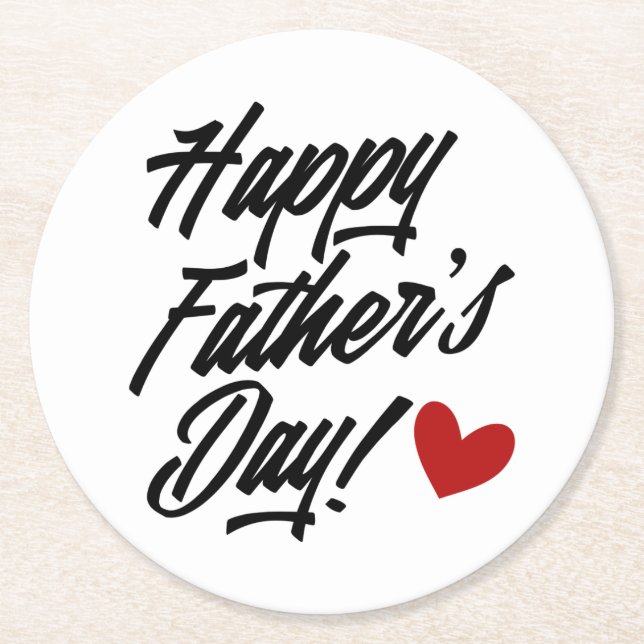 Simple Happy Father's Day Calligraphy | Coaster (Front)