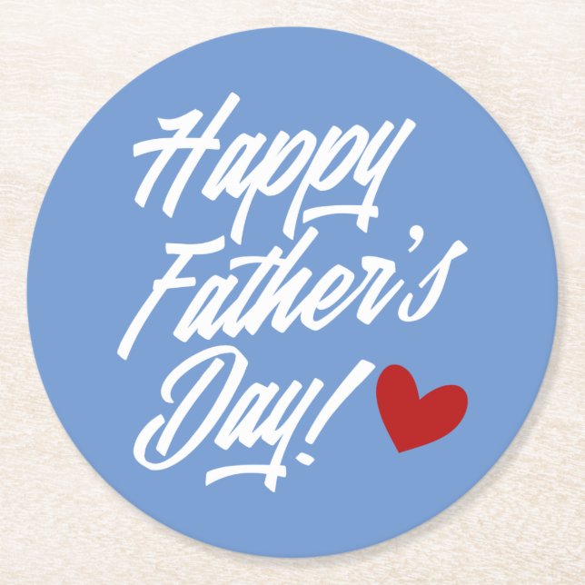 Simple Happy Father's Day Calligraphy | Coaster (Front)