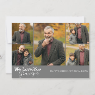 simple Happy Father's day, grandpa Five photo Holiday Card