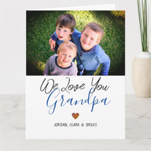 simple Happy Father's day, grandpa two photo Card