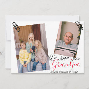 simple Happy Father's day, grandpa two photo   Holiday Card