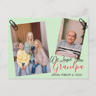 simple Happy Father's day, grandpa two photo Holiday Postcard