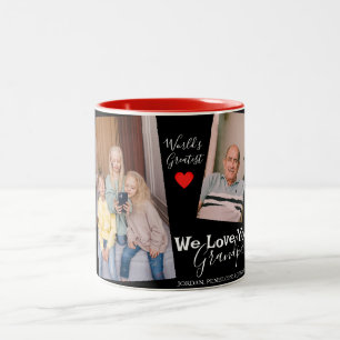 simple Happy Father's day, grandpa two photo Two-Tone Coffee Mug