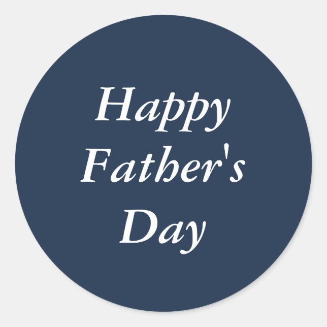 Simple Happy Father's Day Navy Blue Classic Round Sticker (Front)