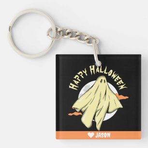 Simple Happy Halloween boo spooky ghost Keychain