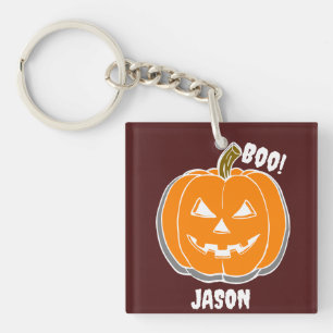 Simple Happy Halloween boo spooky pumpkin Keychain