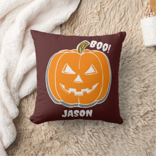 Simple Happy Halloween boo spooky pumpkin Throw Pillow
