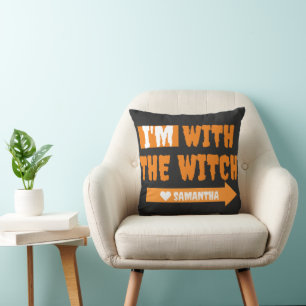 Simple Happy Halloween i'm with the witch costum Throw Pillow