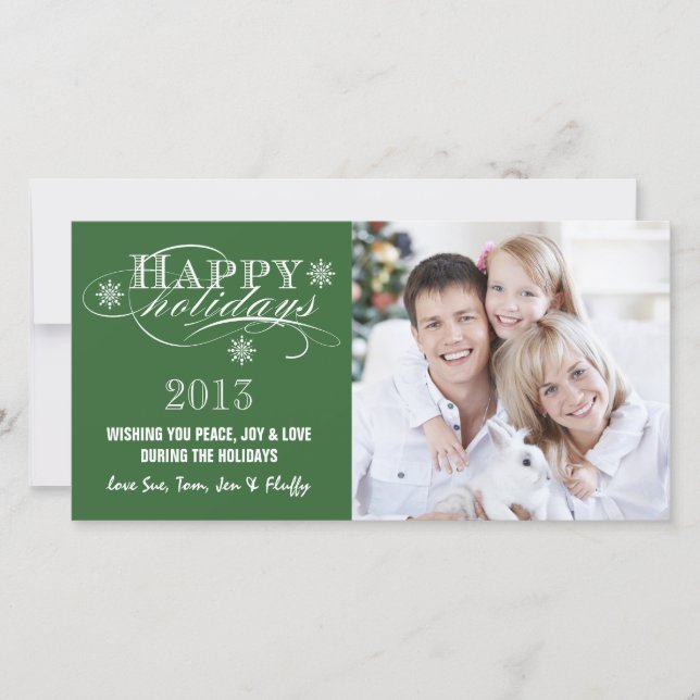 SIMPLE HAPPY HOLIDAYS 2013 GREEN HOLIDAY CARD (Front)