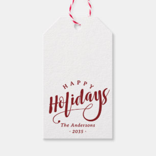 Simple Happy Holidays Calligraphy Script Gift Tags
