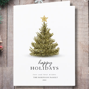Simple Happy Holidays Christmas Pine Tree Card