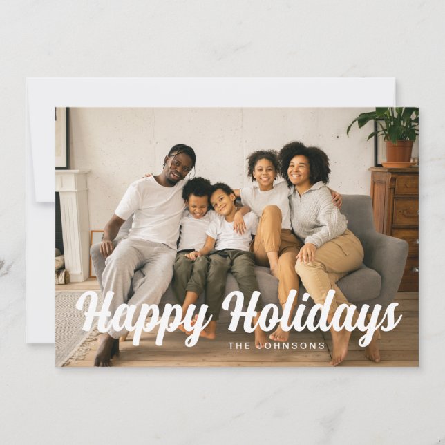 Simple Happy Holidays Full Photo card  (Front)
