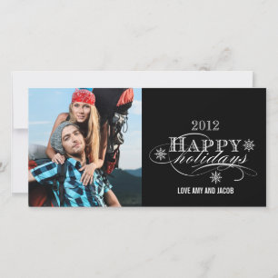 SIMPLE HAPPY HOLIDAYS PHOTO CARDS BLACK