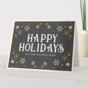 Simple Happy Holidays Snowflake Gold Gray Business Card