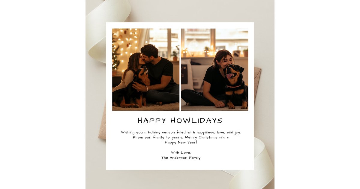 Simple Happy Howlidays Christmas Family Dog Photo Holiday Card | Zazzle