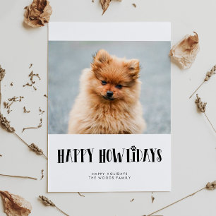 Simple Happy Howlidays Dog photo holiday Card