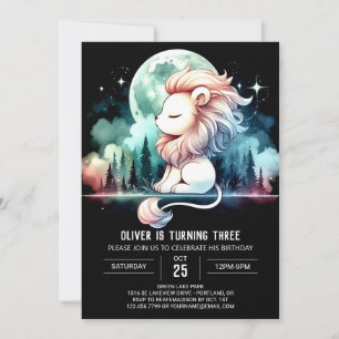 Simple Happy Lion Birthday Invitation