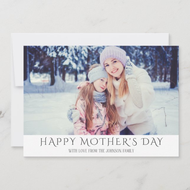 Simple Happy Mother's Day 1 Photo Holiday Card (Front)