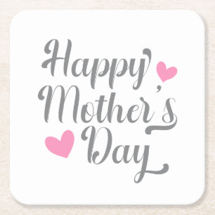 Simple Happy Mother's Day Calligraphy Coaster