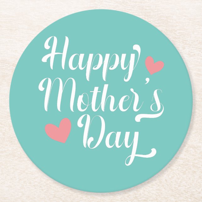 Simple Happy Mother's Day Calligraphy | Coaster (Front)